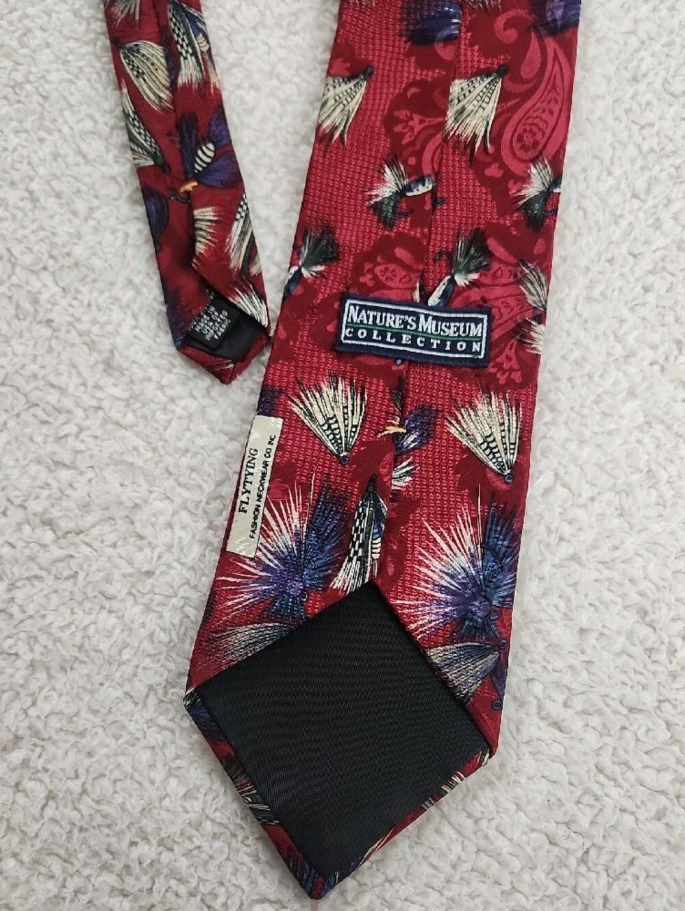 Red Fishing Fly Flytying Fisherman Pattern Men's Silk Tie
